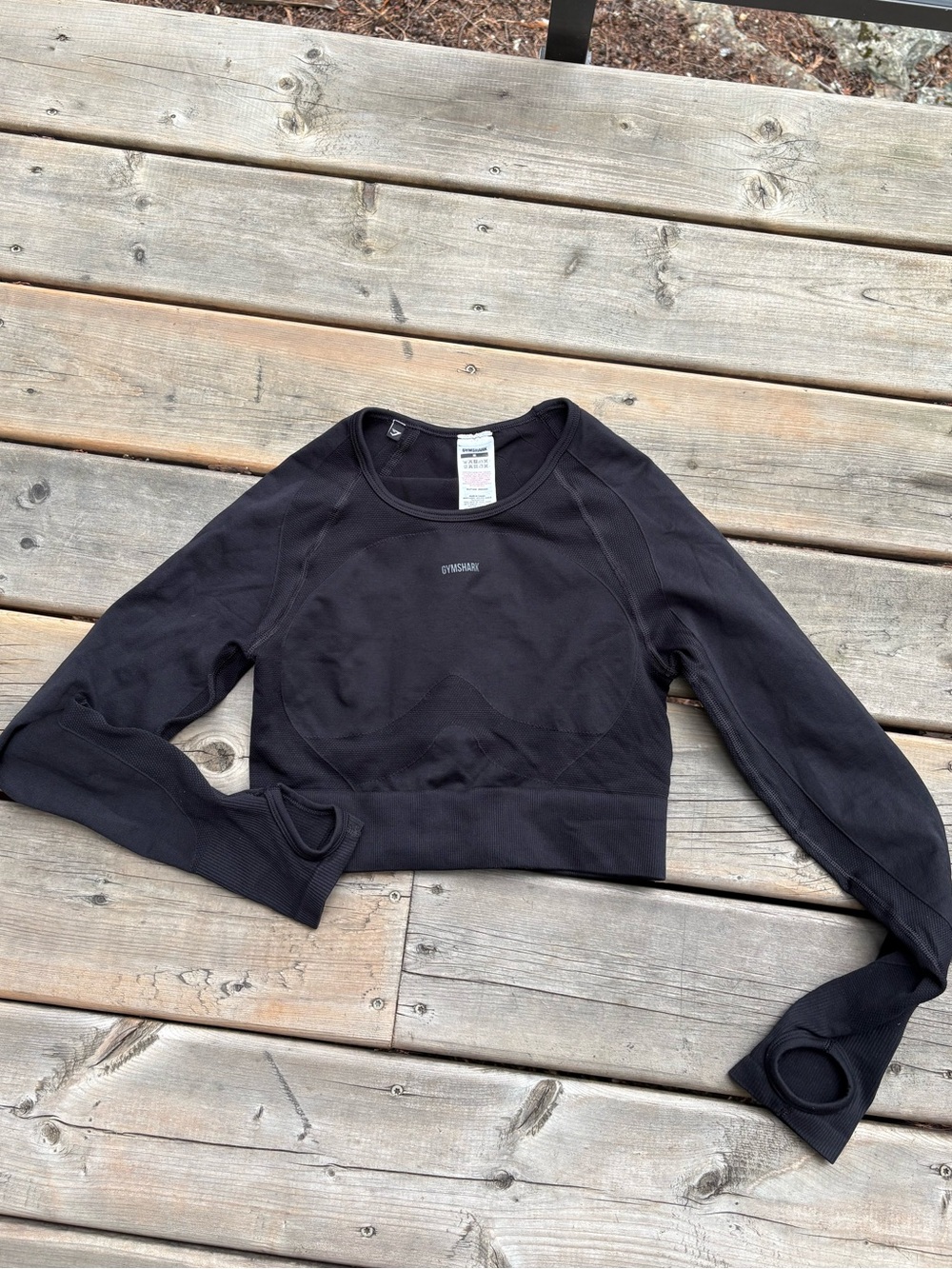 Gymshark Black Seamless Open Back Long Sleeve Crop Top Size M